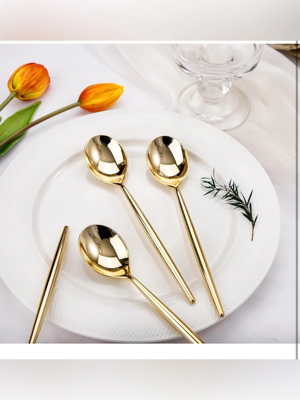90 Pcs Gold Plastic Spoons – Heavy Duty Disposable Silverware